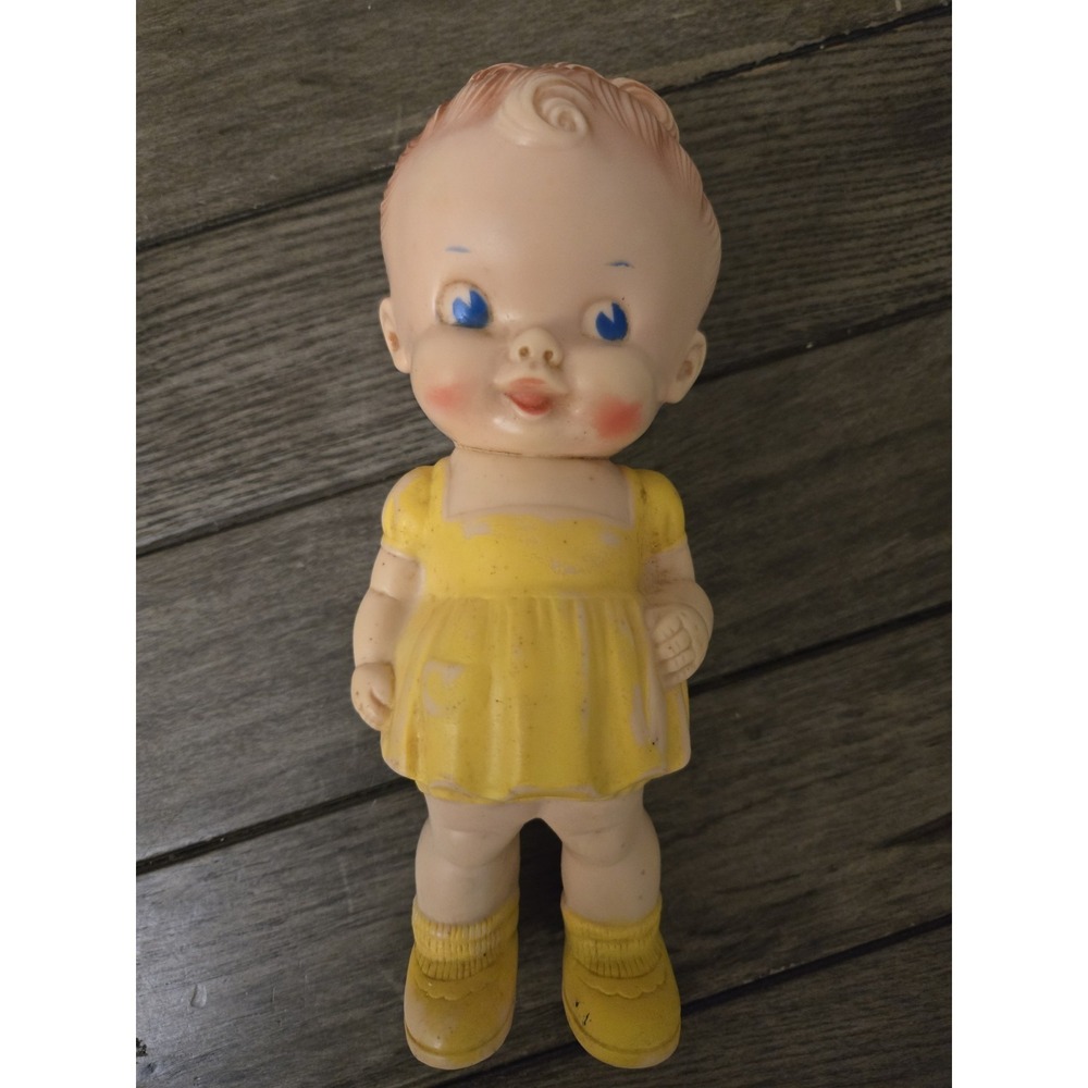 Vintage 1950's Rubber Doll, Ruth E. Newton, Sun Rubber Co, Yellow Dress Red Hair - Picture 11 of 13